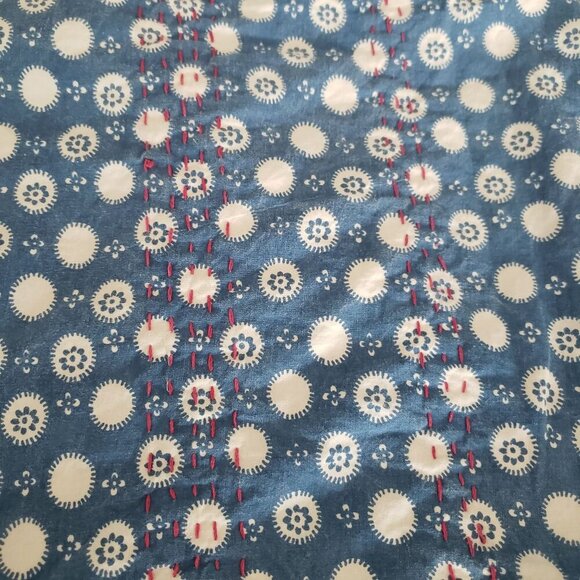 Anthropologie Embroidered Cotton Indian Block Print Reversible Pillow Cover 20" - Picture 6 of 16